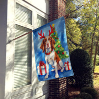 Brittany Spaniel Christmas Reindeer House Flag