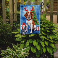 Brittany Spaniel Christmas Reindeer Garden Flag