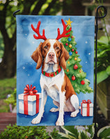 Brittany Spaniel Christmas Reindeer Garden Flag