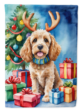 Cockapoo Christmas Reindeer Garden Flag