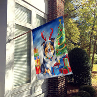 Collie Christmas Reindeer House Flag