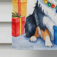 Collie Christmas Reindeer House Flag