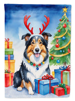 Collie Christmas Reindeer House Flag