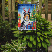 Collie Christmas Reindeer Garden Flag
