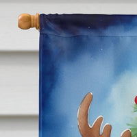 Black and Tan Dachshund Christmas Reindeer House Flag