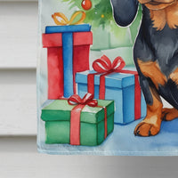Black and Tan Dachshund Christmas Reindeer House Flag