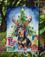 Black and Tan Dachshund Christmas Reindeer Garden Flag