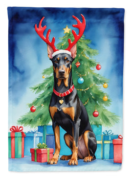 Doberman Pinscher Christmas Reindeer House Flag