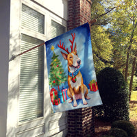 Bull Terrier Christmas Reindeer House Flag