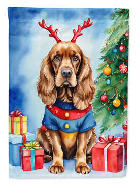 English Cocker Spaniel Christmas Reindeer House Flag