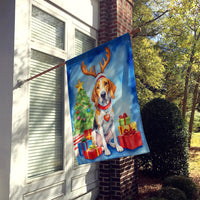 English Foxhound Christmas Reindeer House Flag