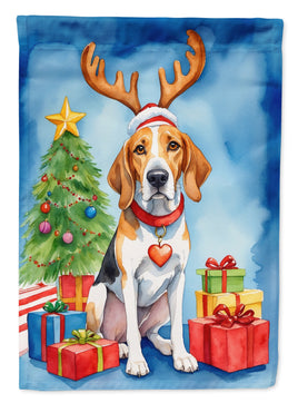 English Foxhound Christmas Reindeer House Flag