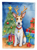 Fox Terrier Christmas Reindeer House Flag