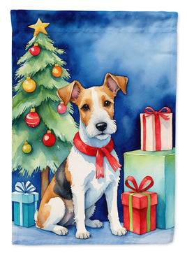 Fox Terrier Christmas Reindeer House Flag