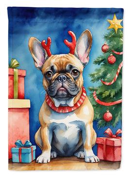 French Bulldog Christmas Reindeer House Flag