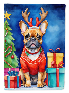 French Bulldog Christmas Reindeer House Flag