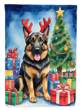 German Shepherd Christmas Reindeer House Flag