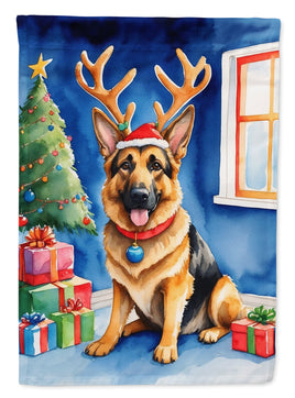 German Shepherd Christmas Reindeer House Flag