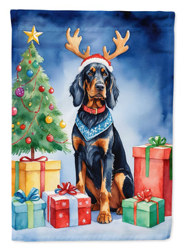 Gordon Setter Christmas Reindeer House Flag