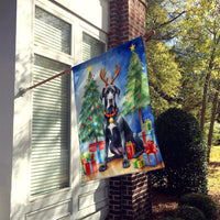 Black Great Dane Christmas Reindeer House Flag
