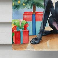 Black Great Dane Christmas Reindeer House Flag