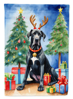 Black Great Dane Christmas Reindeer House Flag