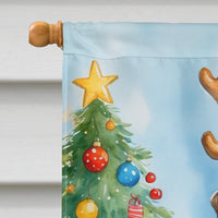 Brindle Greyhound Christmas Reindeer House Flag