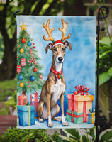 Brindle Greyhound Christmas Reindeer Garden Flag