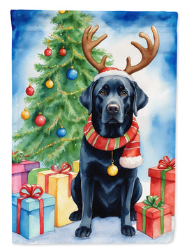 Black Labrador Retriever Christmas Reindeer Garden Flag