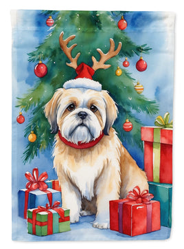 Lhasa Apso Christmas Reindeer House Flag