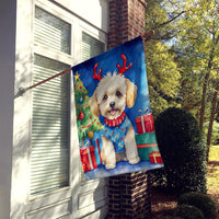 Maltipoo Christmas Reindeer House Flag