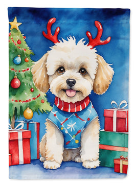 Maltipoo Christmas Reindeer House Flag