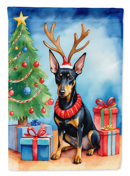 Manchester Terrier Christmas Reindeer House Flag