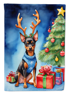 Miniature Pinscher Christmas Reindeer House Flag