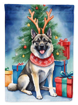 Norwegian Elkhound Christmas Reindeer House Flag