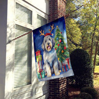 Old English Sheepdog Christmas Reindeer House Flag