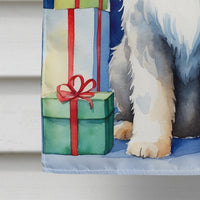 Old English Sheepdog Christmas Reindeer House Flag