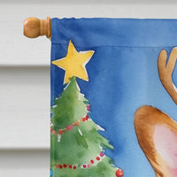 Corgi Christmas Reindeer House Flag