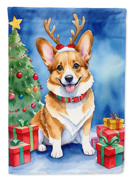 Corgi Christmas Reindeer Garden Flag