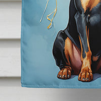 Doberman Pinscher Happy Birthday House Flag