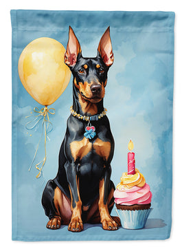 Doberman Pinscher Happy Birthday House Flag