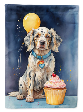 English Setter Happy Birthday House Flag