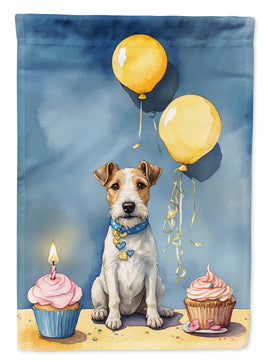 Fox Terrier Happy Birthday House Flag