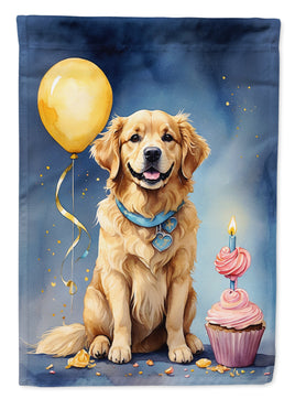 Golden Retriever Happy Birthday House Flag