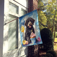 Labradoodle Black Happy Birthday House Flag