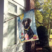 Black Labrador Retriever Happy Birthday House Flag