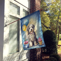 Old English Sheepdog Happy Birthday House Flag