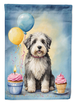 Old English Sheepdog Happy Birthday House Flag