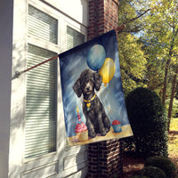 Black Toy Poodle Happy Birthday House Flag