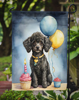 Black Toy Poodle Happy Birthday Garden Flag